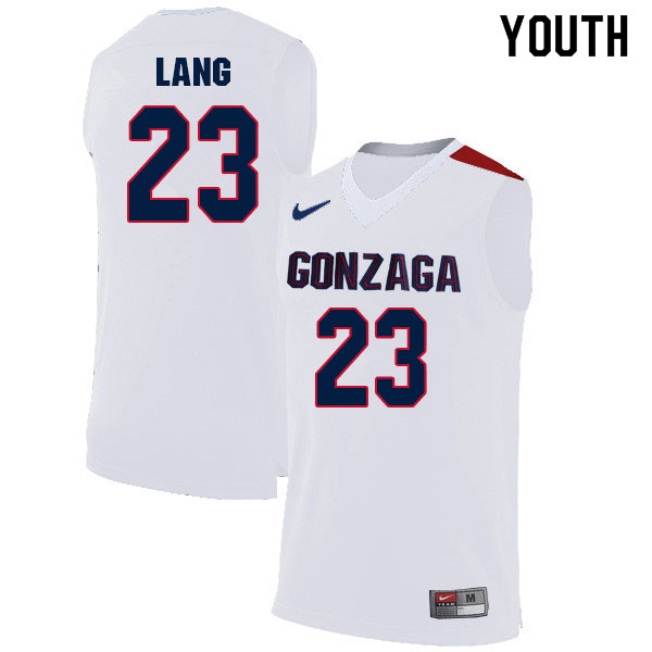 Youth #23 Matthew Lang Gonzaga Bulldogs College Basketball Jerseys Sale-White - Click Image to Close